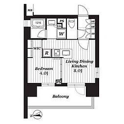オープンレジデンシア金山ザ・プレイス 12階1LDKの間取り