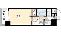 AXIS桜通内山 7階1Kの間取り