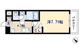 アルフィーレ新栄 1Kの間取図画像