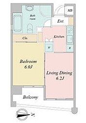 レインボーピア八熊 2階1LDKの間取り