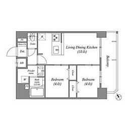 アドバンス名古屋シュテルン 13階2LDKの間取り