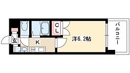 パルティール城西 4階1Kの間取り