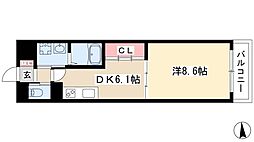 Gramercy Shirakawa Koen 12階1DKの間取り