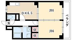 第3タジックビル 11階2DKの間取り