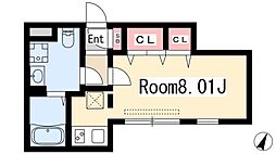 Branche桜山Chambre 4階ワンルームの間取り