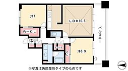 プライムメゾン矢田南 3階2LDKの間取り