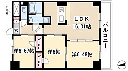 S-FORT鶴舞reale 10階3LDKの間取り