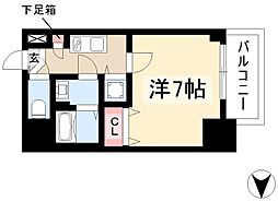 エスプレイス鶴舞ガーデンテラス 6階1Kの間取り