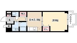 ピースフル城西 3階1DKの間取り