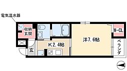 メゾン　ド　アミティエ 4階1Kの間取り