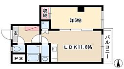 三秀レジデンス 3階1LDKの間取り