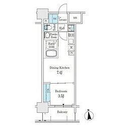 PONANT鶴舞公園 6階1DKの間取り