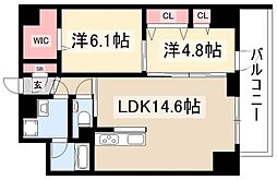 サングレース千種 2階2LDKの間取り