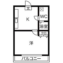 Ｔ-SQUARE 1階1Kの間取り
