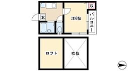 MYU浄心 2階1Kの間取り