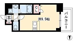 プレサンス上前津リラシス 5階1Kの間取り