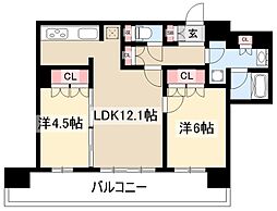 ナゴヤセンタータワー 3階2LDKの間取り