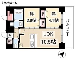 プレサンス上前津ディアシス 11階2LDKの間取り