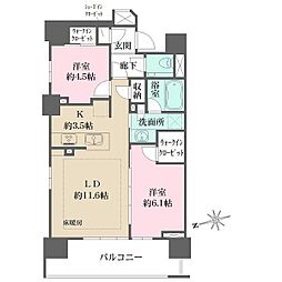 ザ・パークハウス上前津フロント 14階2LDKの間取り