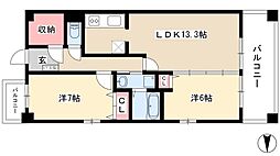 グラン・アベニュー 名駅南 3階2LDKの間取り