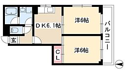 レスカール白金 2階2DKの間取り