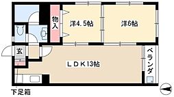 ライフステージ新道 5階2LDKの間取り