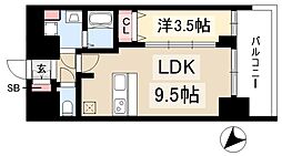 プレサンス上前津ディアシス 14階1LDKの間取り