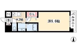 ArtizA上前津II 2階1Kの間取り