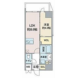 BLESTON COURT KANAYAMA 6階1LDKの間取り