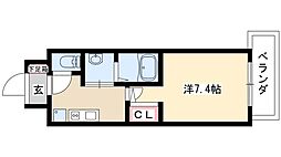 リバーコート砂田橋I 11階1Kの間取り