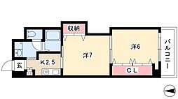 プレステージ名古屋 11階2Kの間取り