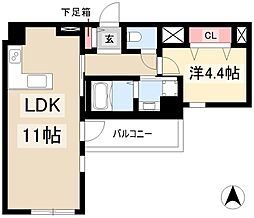 ザ・レジデンスパーク栄 7階1LDKの間取り