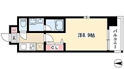 ステージグランデ山王 2階1Kの間取り