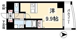 プレサンス上前津リラクシア 3階ワンルームの間取り
