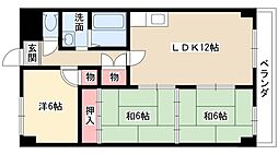 レジディア日比野 6階3LDKの間取り