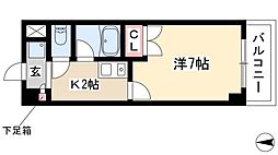 マーベラス新栄 6階1Kの間取り