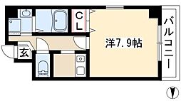 ヴィオレット泉 6階1Kの間取り