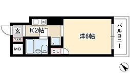 レスパス千種 11階ワンルームの間取り