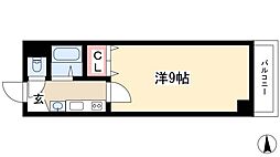 桜マンションII 4階1Kの間取り