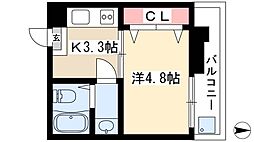 吉川屋ビル 5階1Kの間取り