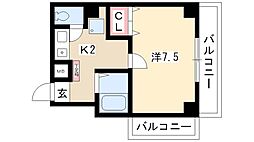 プロビデンス栄 5階1Kの間取り