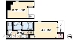 ソレイユ山王 1Kの間取図画像