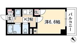 パルティール鶴舞 1Kの間取図画像