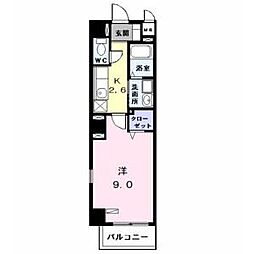 レジデンスK-1 1Kの間取図画像