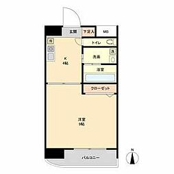 エクセルシオール栄 1Kの間取図画像