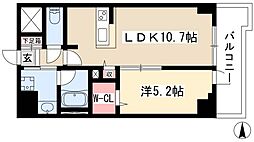 レジデンス丸の内七間町 1LDKの間取図画像
