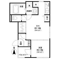 ハーモニーテラス二番7 1LDKの間取図画像