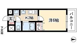 プレサンス名古屋城前 1Kの間取図画像