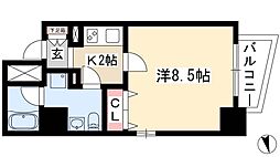 アクアヒルズ 1Kの間取図画像