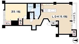 筒井ハイツ南館 1LDKの間取図画像